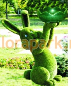 ЗАЯЦ с кашпо, каркас топиарной фигуры с искусственным озеленением