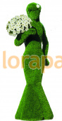 ДАМА с цветочным кашпо, топиарная фигура с искусственным озеленением
