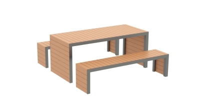 ЕВРОПА Бриз, стол и 2 скамейки от производителя: завод городской уличной мебели Lora-Park