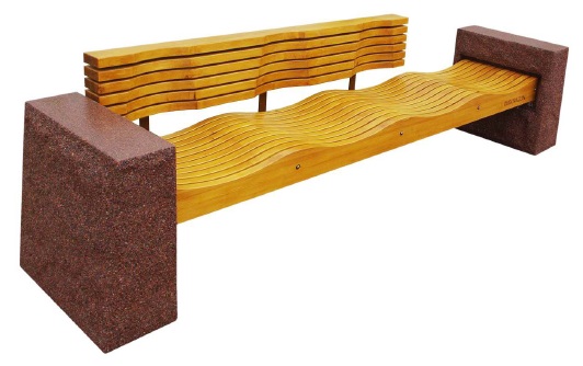 ПЛАЗА со спинкой, скамья из бетона от производителя: завод городской уличной мебели Lora-Park
