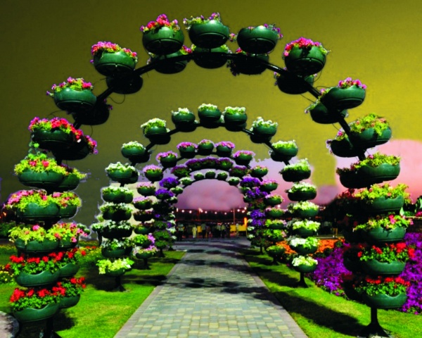 Арка СИНГЛ двойная 400.5.42 (дл.5м), арка цветочная для вертикального озеленения с 42 термо-чашами от производителя: завод городской уличной мебели Lora-Park