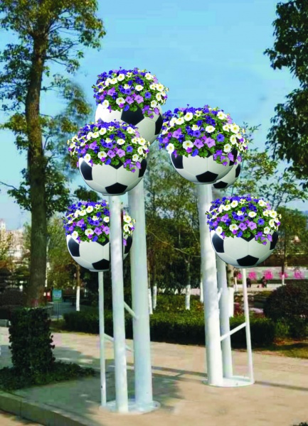 БАЛТИМОР с 3  цветочницами Футбольный мяч, цветочница вертикального озеленения с термо-чашами от производителя: завод городской уличной мебели Lora-Park
