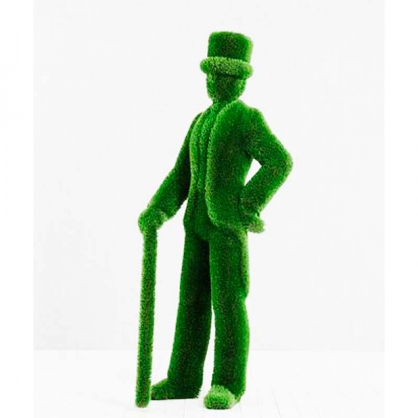 Джентельмен с тростью, топиарная фигура с искусственным озеленением