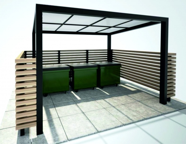 МАРКО Belt 01 с крышей, без ворот, контейнерная площадка металлическая от производителя: завод городской уличной мебели Lora-Park