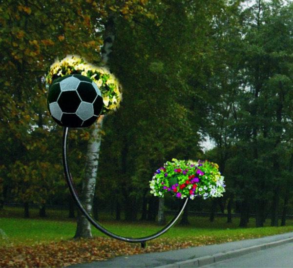 АРИЗОНА с футбольным мячом, цветочница с термочашами и декоративной цветочницей в виде мяча от производителя: завод городской уличной мебели Lora-Park