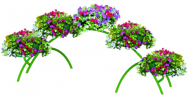 Арка СИНГЛ на ножках 150.3.5,  арка цветочная для вертикального озеленения с 5 термо-чашами  д.50см