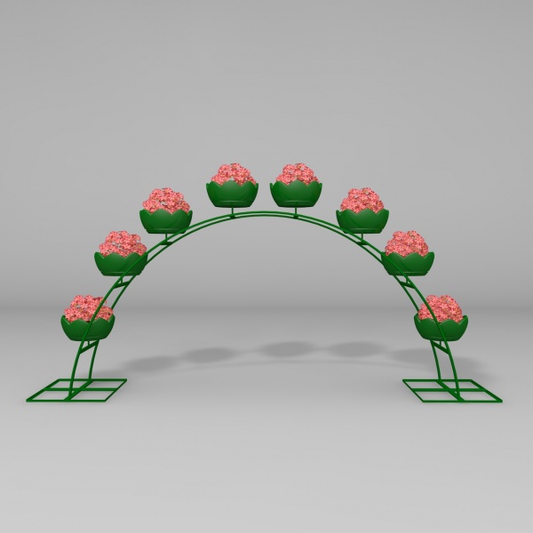 Арка ДАБЛ 220.5.8 (дл.5м), арка цветочная для вертикального озеленения с 8 термо-чашами от производителя: завод городской уличной мебели Lora-Park