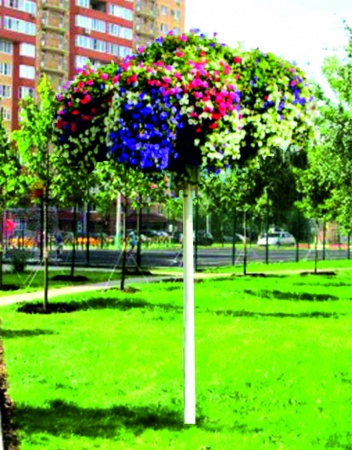 Дерево КАЛИНА 28 (выс.2,8м), цветочница вертикального озеленения с термо-чашами от производителя: завод городской уличной мебели Lora-Park