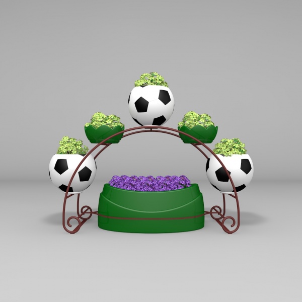 РАДУГА с 3 цветочницами Футбольный мяч, цветочница вертикального озеленения с термо-чашами от производителя: завод городской уличной мебели Lora-Park