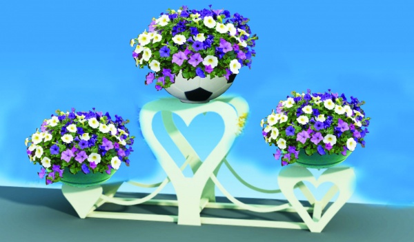 СЕРДЦЕ ТРИО с 1 Футбольным мячом, цветочница вертикального озеленения  от производителя: завод городской уличной мебели Lora-Park