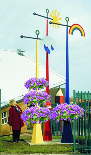 МЕТЕОкурсор трио, цветочница вертикального озеленения с термо-чашами  от производителя: завод городской уличной мебели Lora-Park