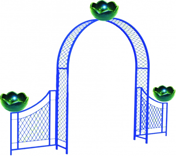 Пергола А2 c ограждениями с 3 термо-чашами, пергола, арка для вертикального озеленения