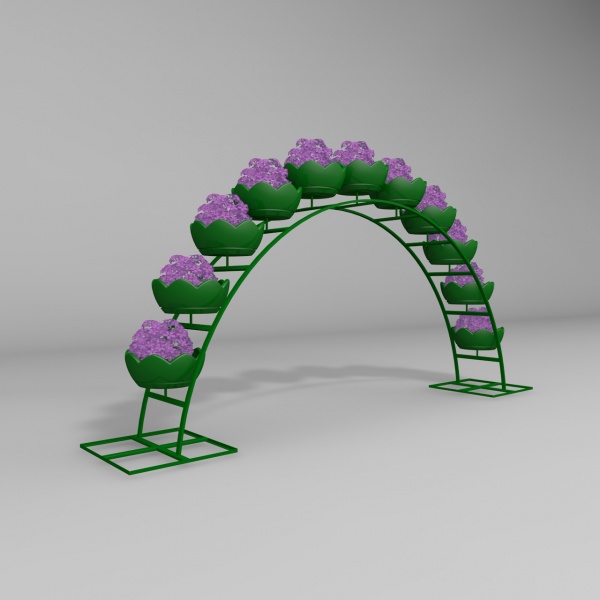 Арка ДАБЛ 220.5.11 (дл.5м), арка цветочная для вертикального озеленения с 11 термо-чашами от производителя: завод городской уличной мебели Lora-Park