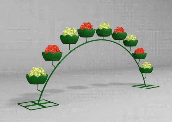 Арка СИНГЛ 250.6.9 (дл.6м), арка цветочная для вертикального озеленения с 9 термо-чашами