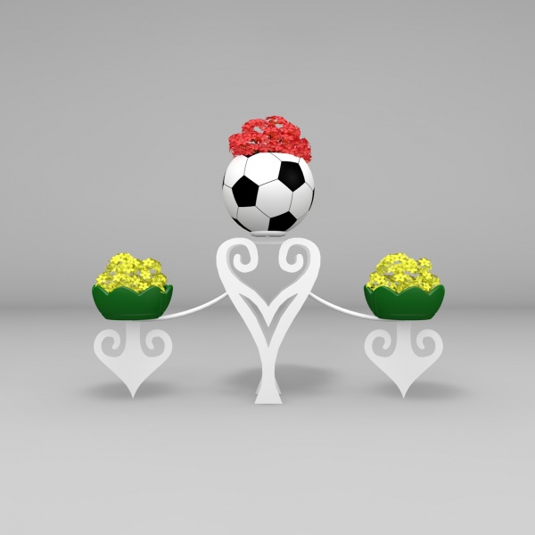 ДЕЛЬМА 1 с 1 кашпо Футбольный мяч в центре, цветочница вертикального озеленения с термо-чашами от производителя: завод городской уличной мебели Lora-Park