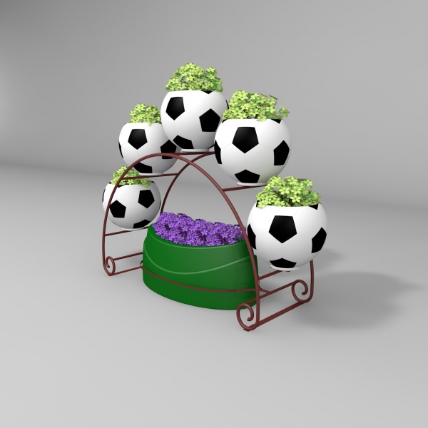 РАДУГА с 5 цветочницами Футбольный мяч, цветочница вертикального озеленения с термо-чашами от производителя: завод городской уличной мебели Lora-Park