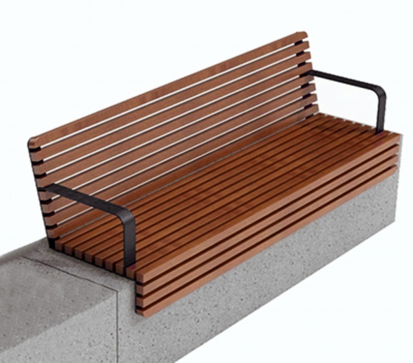 PS Vertical  Sofa 2, скамья со спинкой на подпорную стенку c усилением под колени от производителя: завод городской уличной мебели Lora-Park