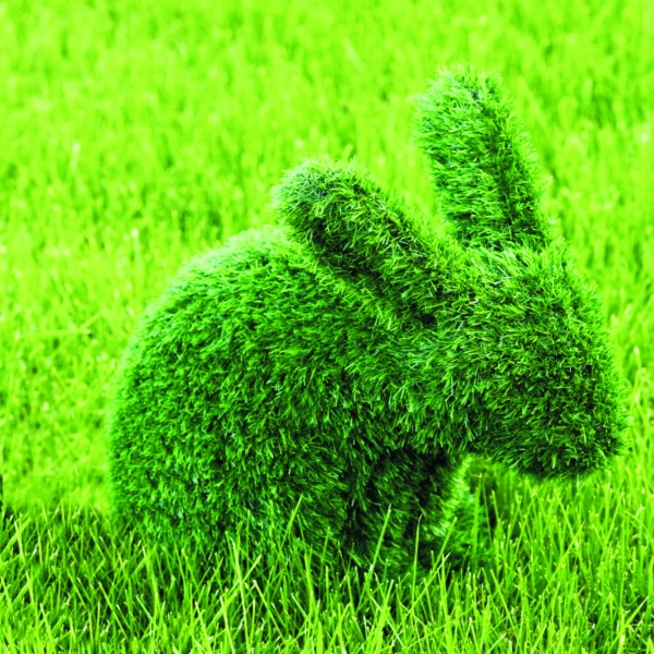 ЗАЙЧОНОК в траве, каркас топиарной фигуры с искусственным озеленением