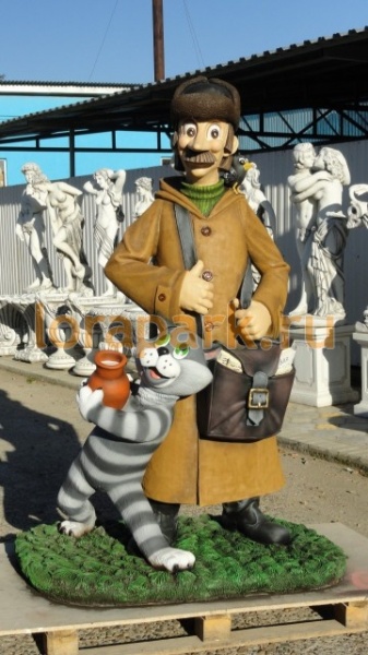 Почтальон ПЕЧКИН с котом, скульптура