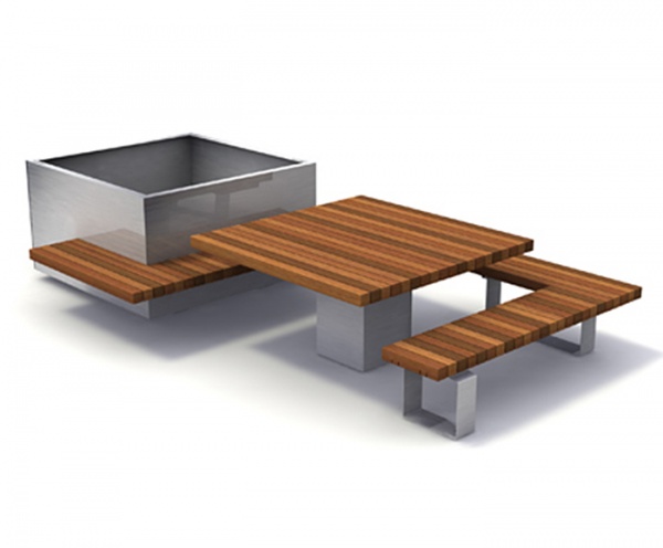 РИМ СИТИ комплект: цветочница со столом + стол отдельностоящий +скамья угловая